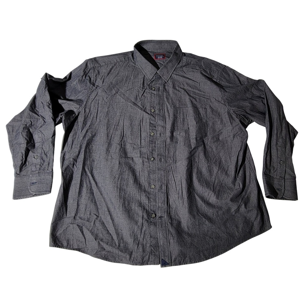 UNTUCKit Mens 3XL Charcoal Gray Heathered Cotton Long Sleeve Button Down Shirt